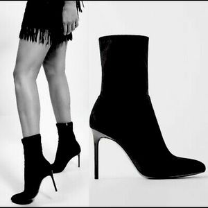 Zara Black BNWT Sock Stretch Boots 10